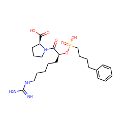 N=C(N)NCCCCC[C@H](O[P@](=O)(O)CCCCc1ccccc1)C(=O)N1CCC[C@H]1C(=O)O ZINC000026254279