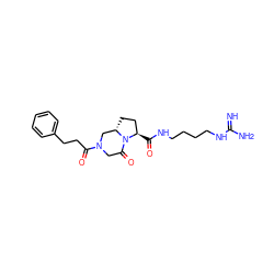 N=C(N)NCCCCNC(=O)[C@@H]1CC[C@H]2CN(C(=O)CCc3ccccc3)CC(=O)N21 ZINC000026849322