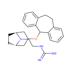 N=C(N)NCCN1[C@H]2CC[C@H]1CC(OC1c3ccccc3CCc3ccccc31)C2 ZINC000101631189