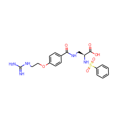 N=C(N)NCCOc1ccc(C(=O)NC[C@H](NS(=O)(=O)c2ccccc2)C(=O)O)cc1 ZINC000003945962