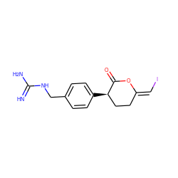 N=C(N)NCc1ccc([C@@H]2CC/C(=C/I)OC2=O)cc1 ZINC000027427725