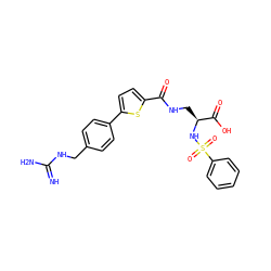 N=C(N)NCc1ccc(-c2ccc(C(=O)NC[C@H](NS(=O)(=O)c3ccccc3)C(=O)O)s2)cc1 ZINC000013487461