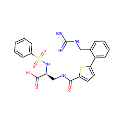 N=C(N)NCc1ccccc1-c1ccc(C(=O)NC[C@H](NS(=O)(=O)c2ccccc2)C(=O)O)s1 ZINC000013487460