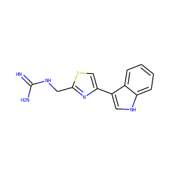 N=C(N)NCc1nc(-c2c[nH]c3ccccc23)cs1 ZINC000000011160