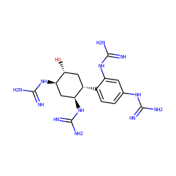 N=C(N)Nc1ccc([C@H]2C[C@@H](O)[C@H](NC(=N)N)C[C@@H]2NC(=N)N)c(NC(=N)N)c1 ZINC000028572426