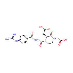 N=C(N)Nc1ccc(C(=O)NCC(=O)N2CCN(CC(=O)O)C(=O)[C@@H]2CC(=O)O)cc1 ZINC000013777966