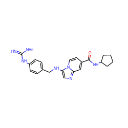 N=C(N)Nc1ccc(CNc2cnc3cc(C(=O)NC4CCCC4)ccn23)cc1 ZINC000653780389