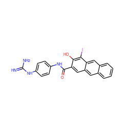 N=C(N)Nc1ccc(NC(=O)c2cc3cc4ccccc4cc3c(I)c2O)cc1 ZINC000026160589