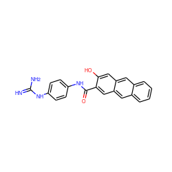 N=C(N)Nc1ccc(NC(=O)c2cc3cc4ccccc4cc3cc2O)cc1 ZINC000026166750