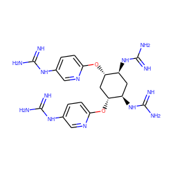 N=C(N)Nc1ccc(O[C@H]2C[C@@H](Oc3ccc(NC(=N)N)cn3)[C@H](NC(=N)N)C[C@@H]2NC(=N)N)nc1 ZINC000052565365