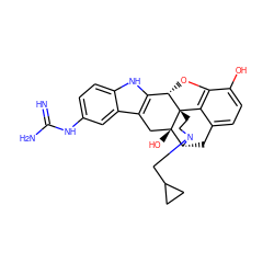 N=C(N)Nc1ccc2[nH]c3c(c2c1)C[C@@]1(O)[C@H]2Cc4ccc(O)c5c4[C@@]1(CCN2CC1CC1)[C@H]3O5 ZINC000003941269