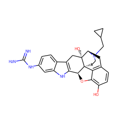 N=C(N)Nc1ccc2c3c([nH]c2c1)[C@@H]1Oc2c(O)ccc4c2[C@@]12CCN(CC1CC1)[C@H](C4)[C@]2(O)C3 ZINC000013863070