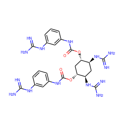N=C(N)Nc1cccc(NC(=O)O[C@H]2C[C@@H](OC(=O)Nc3cccc(NC(=N)N)c3)[C@H](NC(=N)N)C[C@@H]2NC(=N)N)c1 ZINC000070613832