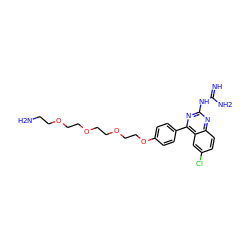 N=C(N)Nc1nc(-c2ccc(OCCOCCOCCOCCN)cc2)c2cc(Cl)ccc2n1 ZINC001772583100