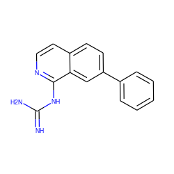 N=C(N)Nc1nccc2ccc(-c3ccccc3)cc12 ZINC000026960826