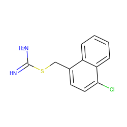 N=C(N)SCc1ccc(Cl)c2ccccc12 ZINC000001668498