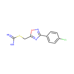 N=C(N)SCc1nc(-c2ccc(Cl)cc2)no1 ZINC000000137780