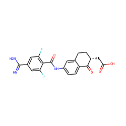 N=C(N)c1cc(F)c(C(=O)Nc2ccc3c(c2)CC[C@H](CC(=O)O)C3=O)c(F)c1 ZINC000027303168