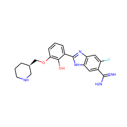 N=C(N)c1cc2[nH]c(-c3cccc(OC[C@@H]4CCCNC4)c3O)nc2cc1F ZINC000012354935