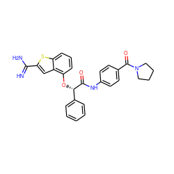 N=C(N)c1cc2c(O[C@H](C(=O)Nc3ccc(C(=O)N4CCCC4)cc3)c3ccccc3)cccc2s1 ZINC000045370929