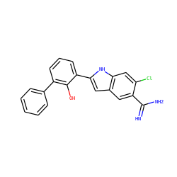 N=C(N)c1cc2cc(-c3cccc(-c4ccccc4)c3O)[nH]c2cc1Cl ZINC000000603005