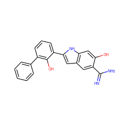 N=C(N)c1cc2cc(-c3cccc(-c4ccccc4)c3O)[nH]c2cc1O ZINC000013864744