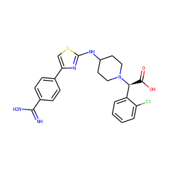 N=C(N)c1ccc(-c2csc(NC3CCN([C@@H](C(=O)O)c4ccccc4Cl)CC3)n2)cc1 ZINC000013765828