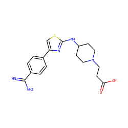 N=C(N)c1ccc(-c2csc(NC3CCN(CCC(=O)O)CC3)n2)cc1 ZINC000013765825