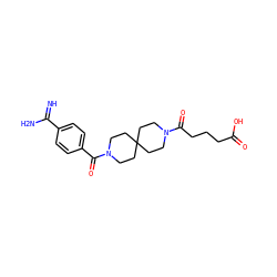 N=C(N)c1ccc(C(=O)N2CCC3(CCN(C(=O)CCCC(=O)O)CC3)CC2)cc1 ZINC000028755510