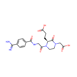 N=C(N)c1ccc(C(=O)NCC(=O)N2CCN(CC(=O)O)C(=O)[C@@H]2CCC(=O)O)cc1 ZINC000003922898