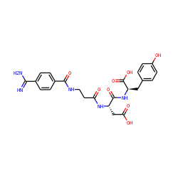 N=C(N)c1ccc(C(=O)NCCC(=O)N[C@@H](CC(=O)O)C(=O)N[C@H](Cc2ccc(O)cc2)C(=O)O)cc1 ZINC000029567398