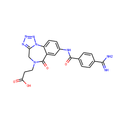 N=C(N)c1ccc(C(=O)Nc2ccc3c(c2)C(=O)N(CCC(=O)O)Cc2nnnn2-3)cc1 ZINC000003932755