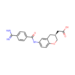 N=C(N)c1ccc(C(=O)Nc2ccc3c(c2)C[C@@H](CC(=O)O)CO3)cc1 ZINC000001485192