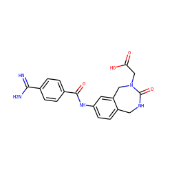 N=C(N)c1ccc(C(=O)Nc2ccc3c(c2)CN(CC(=O)O)C(=O)NC3)cc1 ZINC000013782922