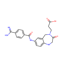 N=C(N)c1ccc(C(=O)Nc2ccc3c(c2)CN(CCC(=O)O)C(=O)CN3)cc1 ZINC000013782920