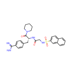 N=C(N)c1ccc(C[C@@H](NC(=O)CNS(=O)(=O)c2ccc3ccccc3c2)C(=O)N2CCCCC2)cc1 ZINC000003807246