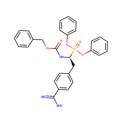 N=C(N)c1ccc(C[C@@H](NC(=O)OCc2ccccc2)P(=O)(Oc2ccccc2)Oc2ccccc2)cc1 ZINC000026380354
