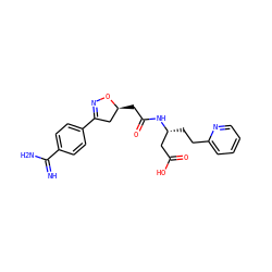 N=C(N)c1ccc(C2=NO[C@@H](CC(=O)N[C@H](CCc3ccccn3)CC(=O)O)C2)cc1 ZINC000013763252