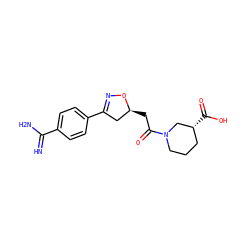 N=C(N)c1ccc(C2=NO[C@@H](CC(=O)N3CCC[C@@H](C(=O)O)C3)C2)cc1 ZINC000027522619