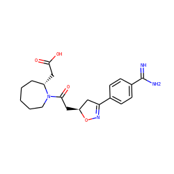 N=C(N)c1ccc(C2=NO[C@@H](CC(=O)N3CCCCC[C@@H]3CC(=O)O)C2)cc1 ZINC000027519058