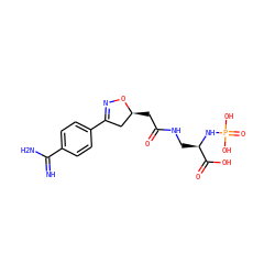 N=C(N)c1ccc(C2=NO[C@@H](CC(=O)NC[C@@H](NP(=O)(O)O)C(=O)O)C2)cc1 ZINC000028255388