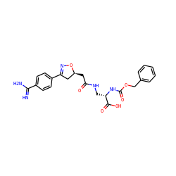 N=C(N)c1ccc(C2=NO[C@@H](CC(=O)NC[C@H](NC(=O)OCc3ccccc3)C(=O)O)C2)cc1 ZINC000013763351