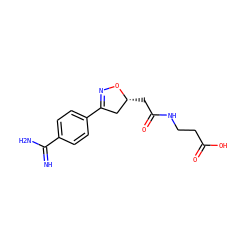 N=C(N)c1ccc(C2=NO[C@H](CC(=O)NCCC(=O)O)C2)cc1 ZINC000013760800