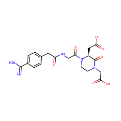 N=C(N)c1ccc(CC(=O)NCC(=O)N2CCN(CC(=O)O)C(=O)[C@@H]2CC(=O)O)cc1 ZINC000013777975