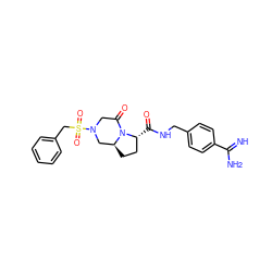 N=C(N)c1ccc(CNC(=O)[C@@H]2CC[C@H]3CN(S(=O)(=O)Cc4ccccc4)CC(=O)N32)cc1 ZINC000036351388