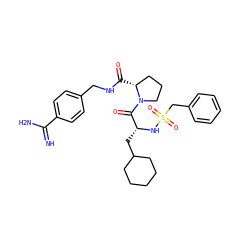 N=C(N)c1ccc(CNC(=O)[C@@H]2CCCN2C(=O)[C@@H](CC2CCCCC2)NS(=O)(=O)Cc2ccccc2)cc1 ZINC000058581013