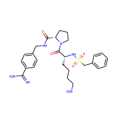 N=C(N)c1ccc(CNC(=O)[C@@H]2CCCN2C(=O)[C@@H](CCCCN)NS(=O)(=O)Cc2ccccc2)cc1 ZINC000072179813