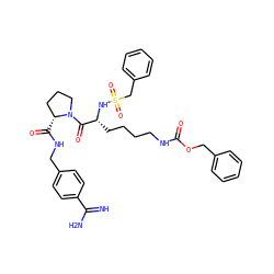 N=C(N)c1ccc(CNC(=O)[C@@H]2CCCN2C(=O)[C@@H](CCCCNC(=O)OCc2ccccc2)NS(=O)(=O)Cc2ccccc2)cc1 ZINC000072177485