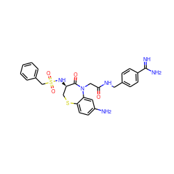 N=C(N)c1ccc(CNC(=O)CN2C(=O)[C@H](NS(=O)(=O)Cc3ccccc3)CSc3ccc(N)cc32)cc1 ZINC000042964935