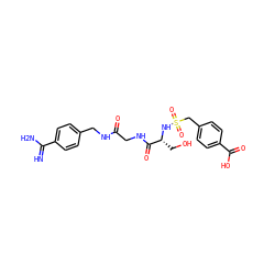 N=C(N)c1ccc(CNC(=O)CNC(=O)[C@@H](CO)NS(=O)(=O)Cc2ccc(C(=O)O)cc2)cc1 ZINC000038461760